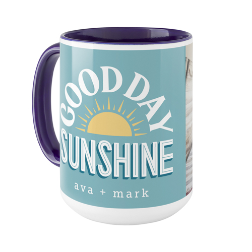 Good Day Sunshine Mug, Blue,  , 15oz, Blue