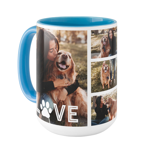 Love Pawprint Mug, Light Blue,  , 15oz, White