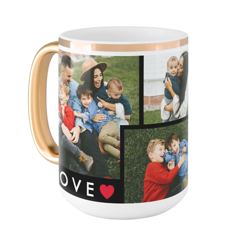 Modern Love Mug, Gold Handle,  , 15oz, Red