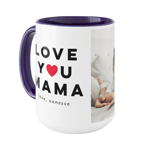 Modern Love You Mug, Blue, , 15oz, Red, fire engine