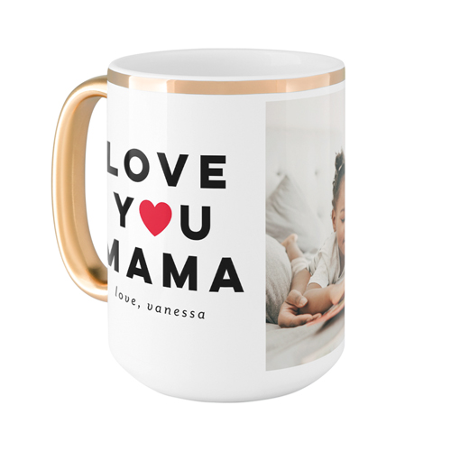 Modern Love You Mug, Gold Handle,  , 15oz, Red