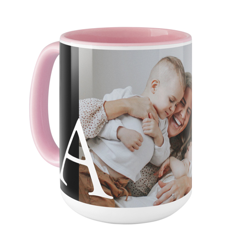 Monogram Overlay Mug, Pink,  , 15oz, Black