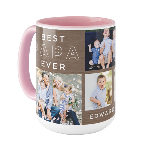 Wood Detail Best Ever Mug, Pink, , 15oz, Brown, cafe