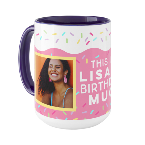 Sweet Birthday Cake Mug, Blue,  , 15oz, Pink
