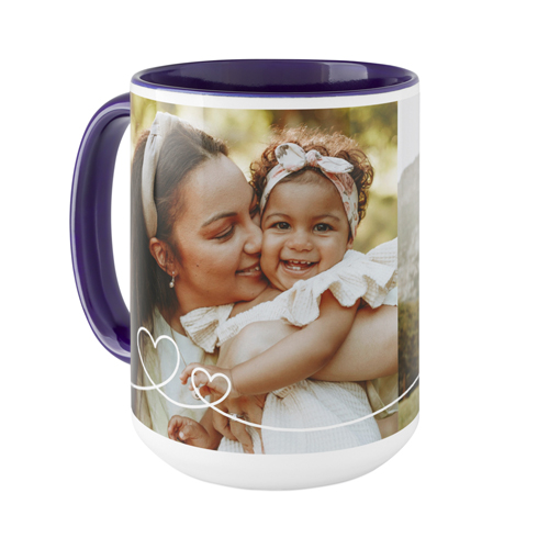 Swirl Heart Mug, Blue, , 15oz, White, white