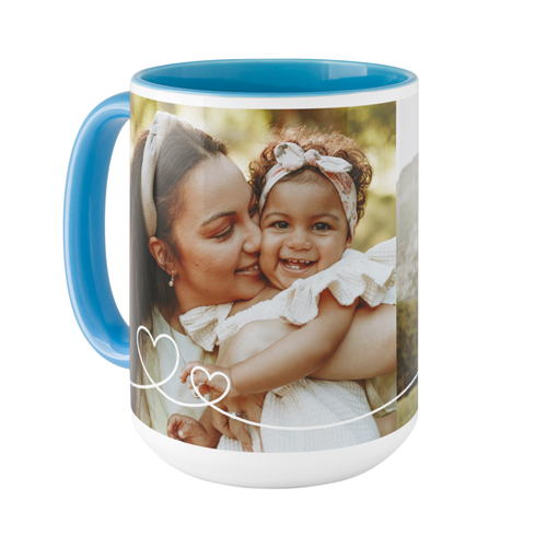 Swirl Heart Mug, Light Blue,  , 15oz, White