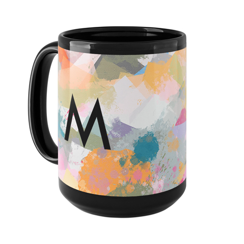Abstract Colors Custom Text Mug, Black,  , 15oz, Multicolor