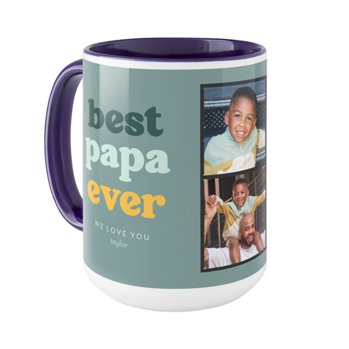 Best Papa Framework Mug, Blue,  , 15oz, Blue