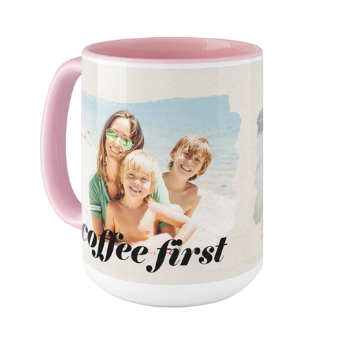 Brushstrokes Mug, Pink, , 15oz, Beige, antique white