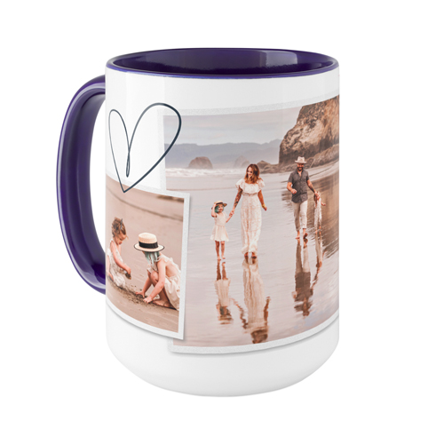 Minimalist Heart Film Mug, Blue, , 15oz, White, white