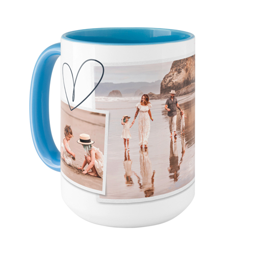 Minimalist Heart Film Mug, Light Blue, , 15oz, White, white