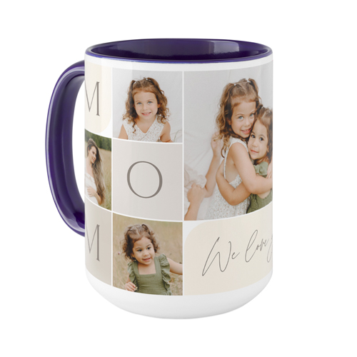 Mom Color Grid Mug, Blue,  , 15oz, Beige