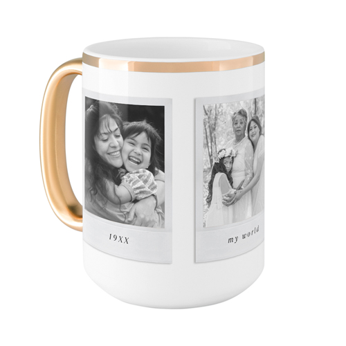 Simple Photo Frames Mug, Gold Handle, , 15oz, White, white
