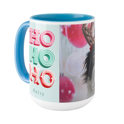Holly Jolly Holiday Mug, Light Blue, , 15oz, Blue, rain