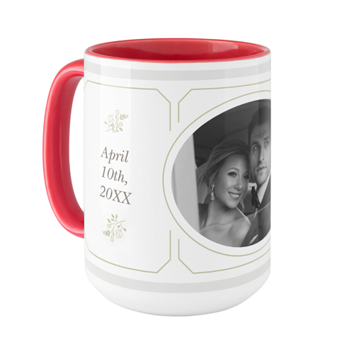 Vintage Stationery Frame Mug, Red, , 15oz, Gray, silver lining