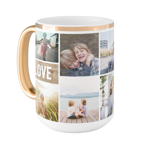 Textured Frames Mug, Gold Handle,  , 15oz, Brown