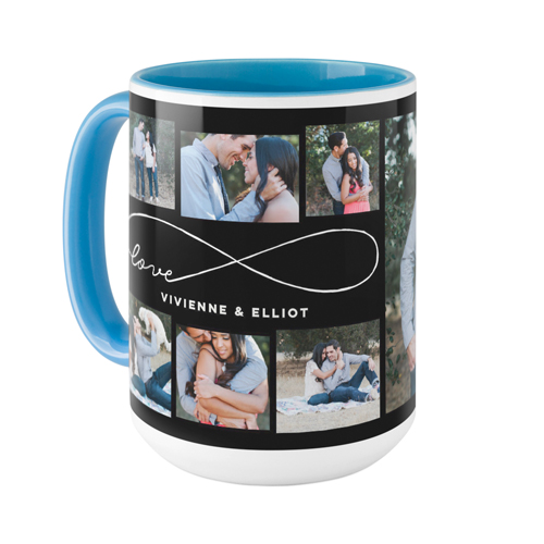 Love Infinity Mug, Light Blue,  , 15oz, Black