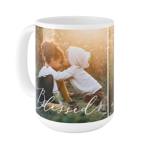 Blessed Script Mug, White,  , 15oz, White