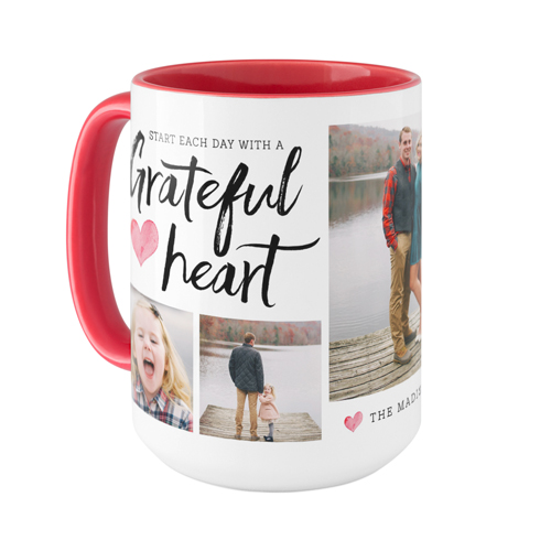 Grateful Heart Mug, Red,  , 15oz, White