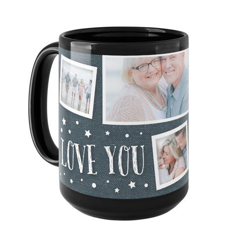 Love To The Moon and Back Denim Mug, Black,  , 15oz, Blue