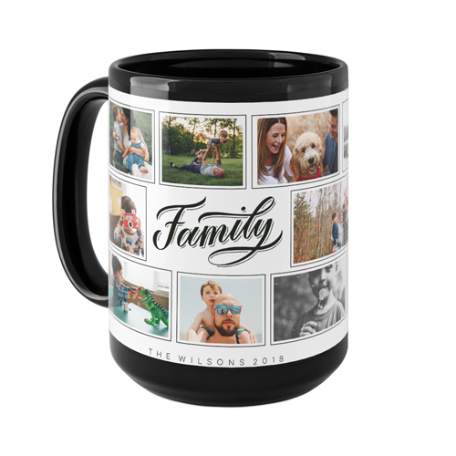 Family Script Mug, Black,  , 15oz, Black