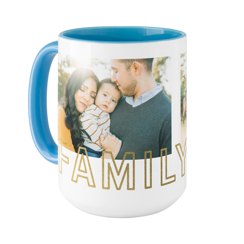 Contemporary Family Collage Mug, Light Blue,  , 15oz, White
