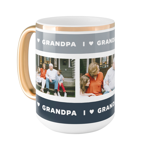 I Heart Grandpa Mug, Gold Handle,  , 15oz, Black