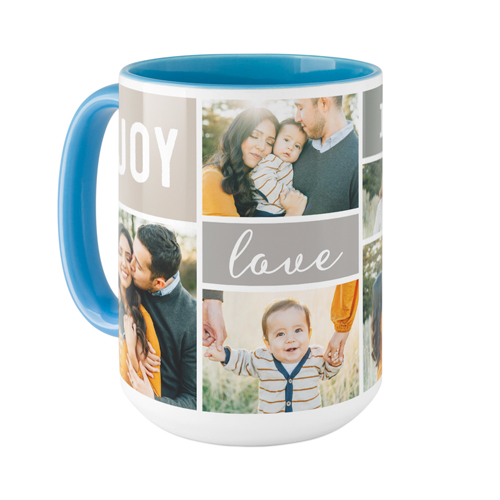 Joy Love Family Mug, Light Blue,  , 15oz, Gray