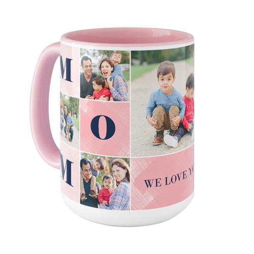 Mom Color Blocks Mug, Pink,  , 15oz, Pink