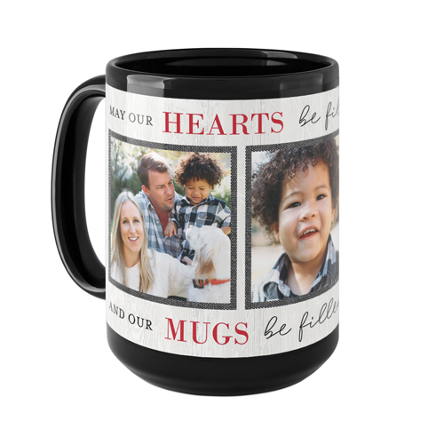 Hearts Be Filled Mug, Black,  , 15oz, Red