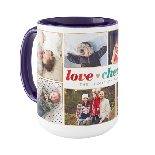 Love Heart Cheer Heart Mug, Blue,  , 15oz, White