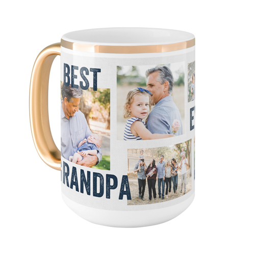 Best Ever Collage Mug, Gold Handle, , 15oz, Gray, gray