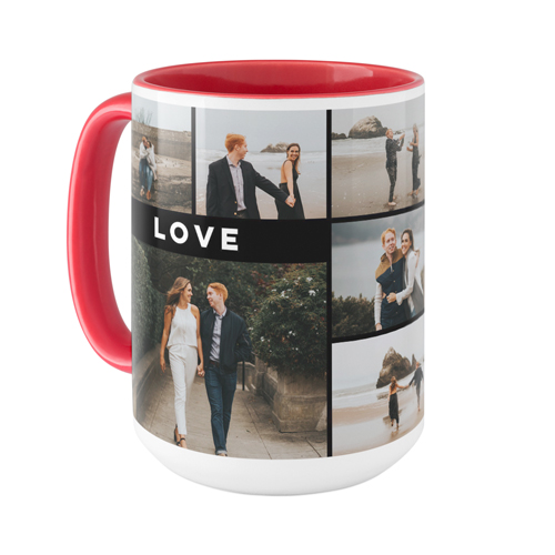 Eternal Love Grid Mug, Red,  , 15oz, Black