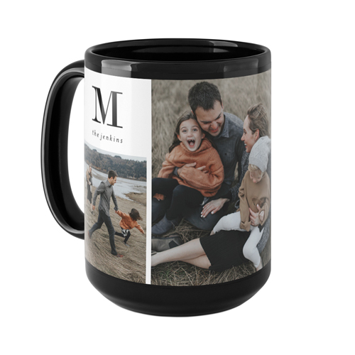 Monogram Family Mug, Black,  , 15oz, White