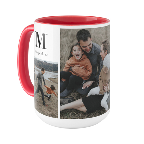 Monogram Family Mug, Red, , 15oz, White, white