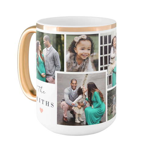 Overlap Family Collage Mug, Gold Handle,  , 15oz, White