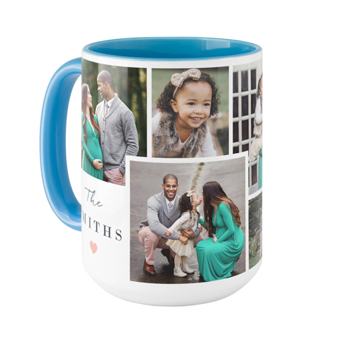 Overlap Family Collage Mug, Light Blue,  , 15oz, White