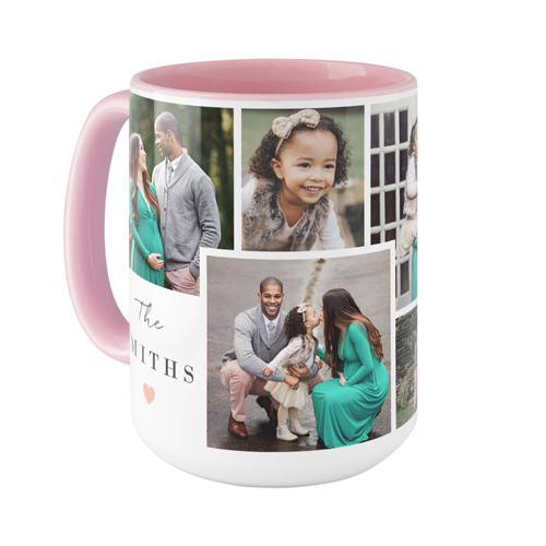 Overlap Family Collage Mug, Pink,  , 15oz, White