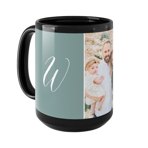 Gallery Trio Monogram Mug, Black, , 15oz, Multicolor, Multi