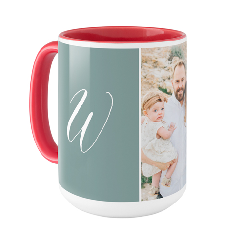 Gallery Trio Monogram Mug, Red,  , 15oz, Multicolor