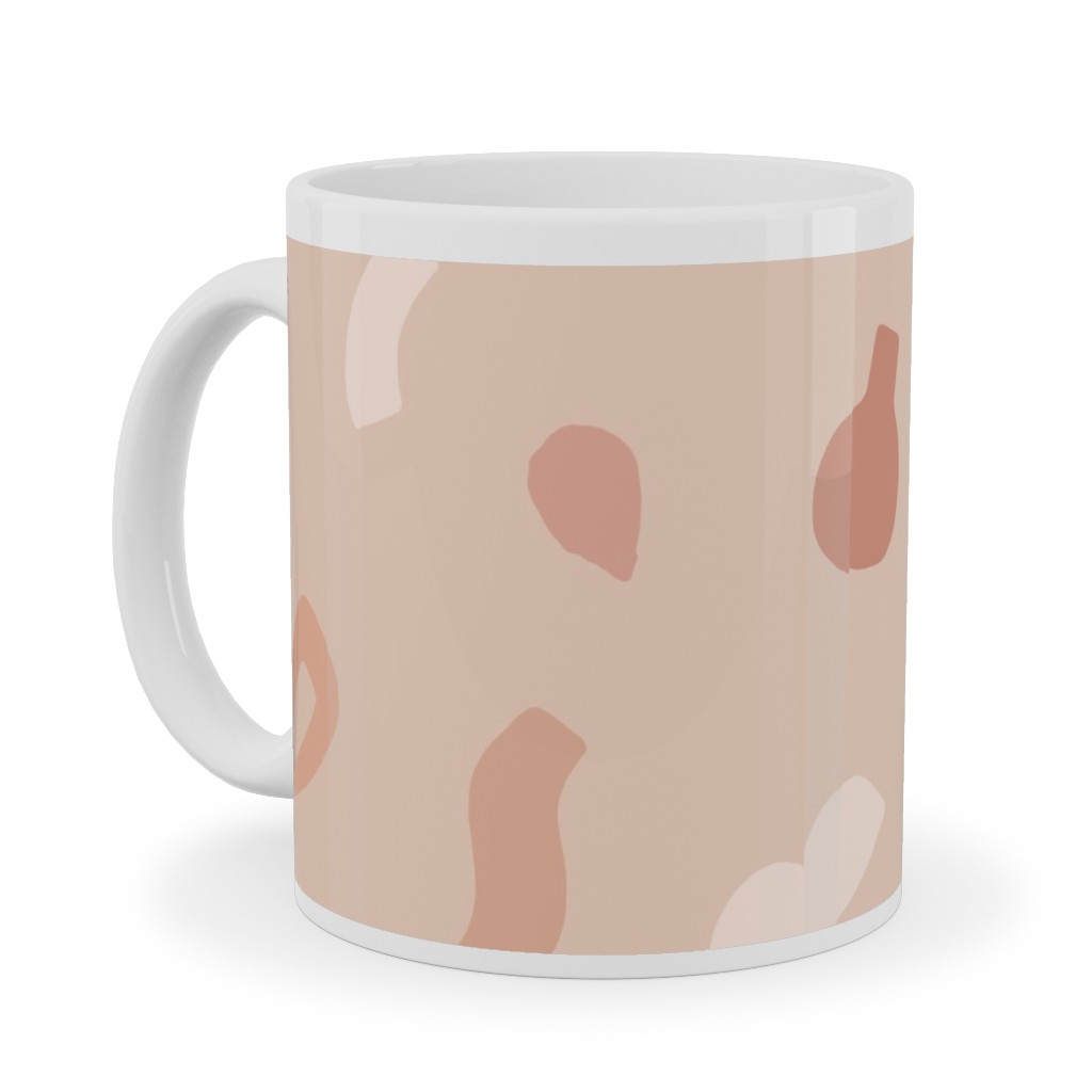 Organic Cut Shapes - Pink Clay Ceramic Mug, White, , 11oz, Pink, Bright Pink