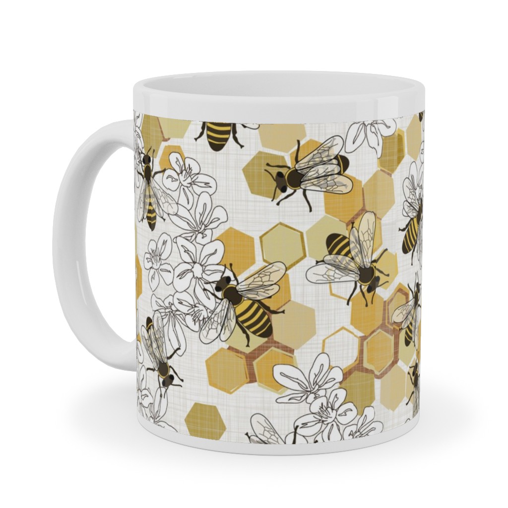 Save the Honey Bees - Yellow Ceramic Mug, White,  , 11oz, Yellow