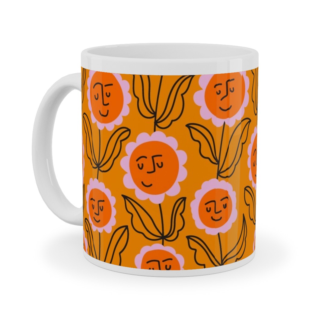 Happy Marigold Vine - Orange Ceramic Mug, White, , 11oz, Orange, Orange