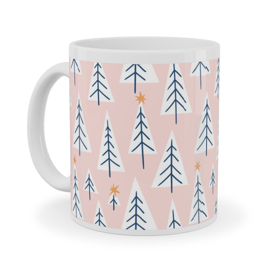 Christmas Forest - Pink Ceramic Mug, White, , 11oz, Pink, Bright Pink