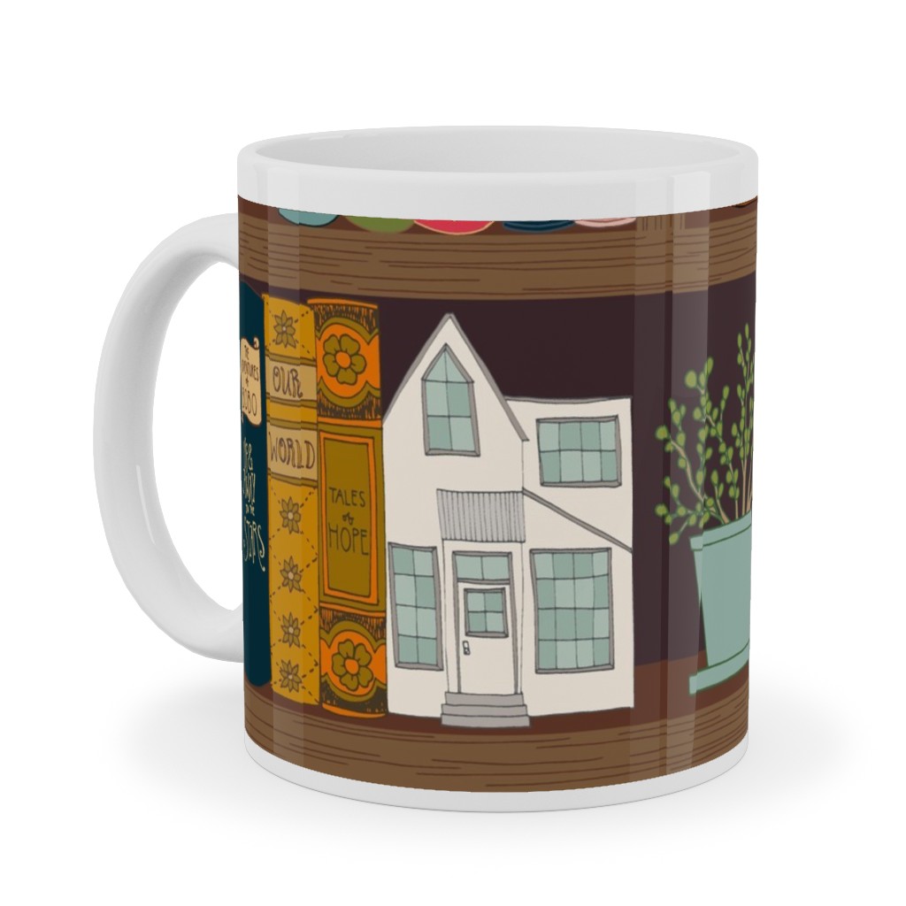 a Treasured Library Ceramic Mug, White, , 11oz, Multicolor, Hunter