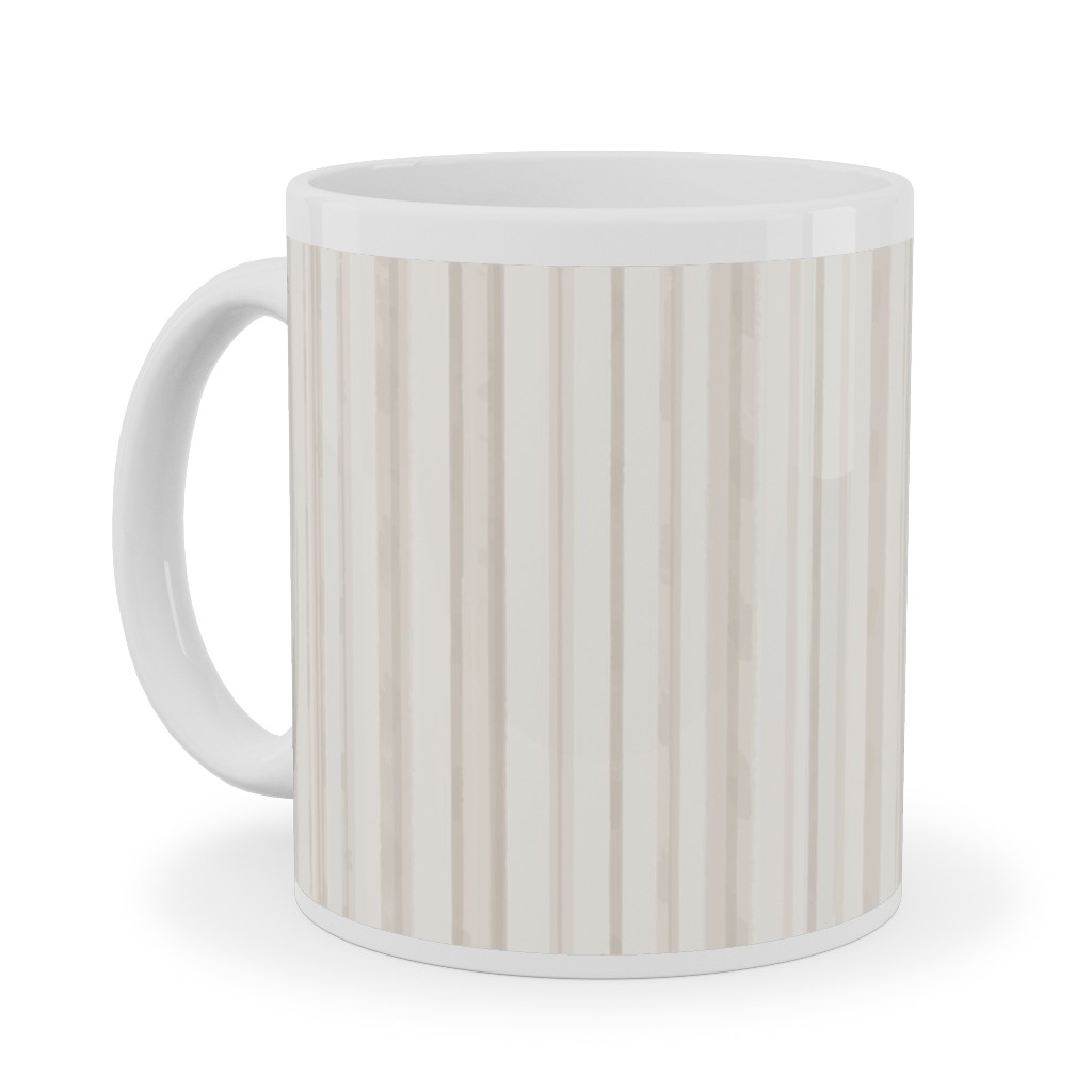 Dreamy Watercolor Stripe Ceramic Mug, White,  , 11oz, Beige
