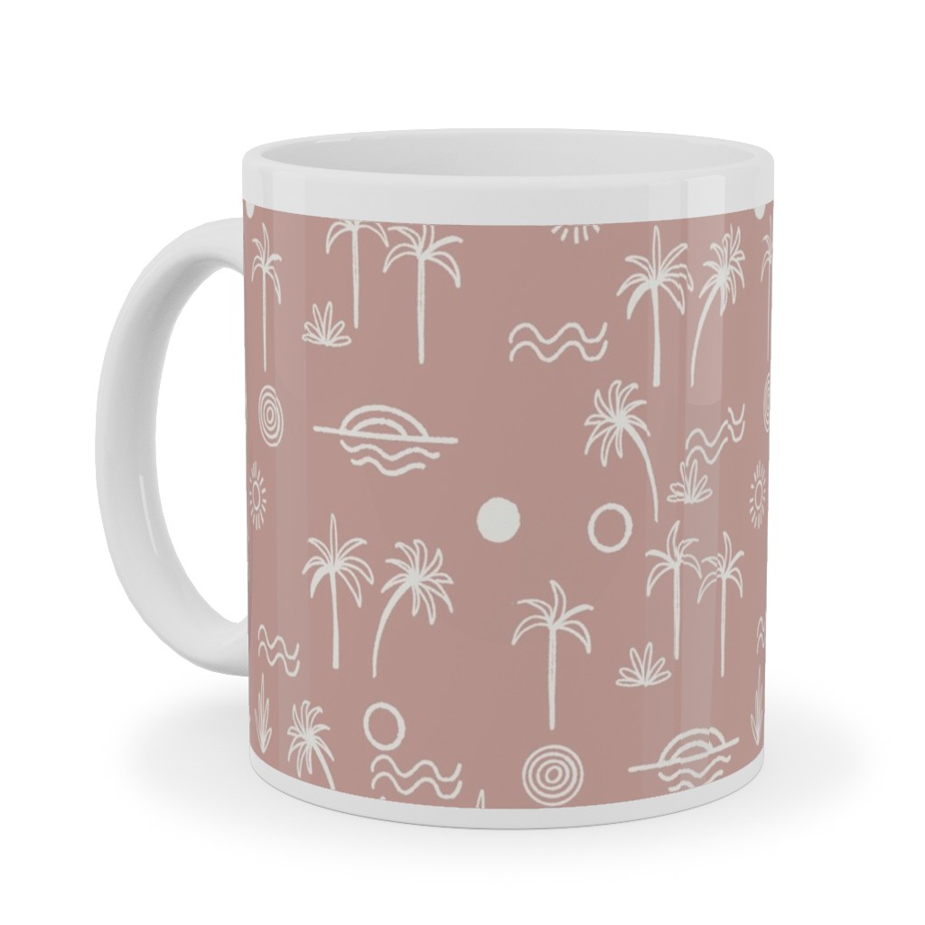 Summer Sun - Rose Ceramic Mug, White, , 11oz, Pink, Bright Pink