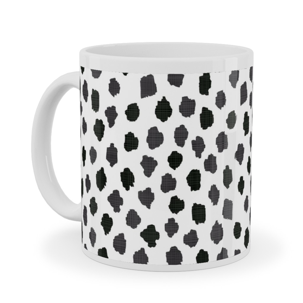 Inky Spots - Black and White Ceramic Mug, White, , 11oz, White, White
