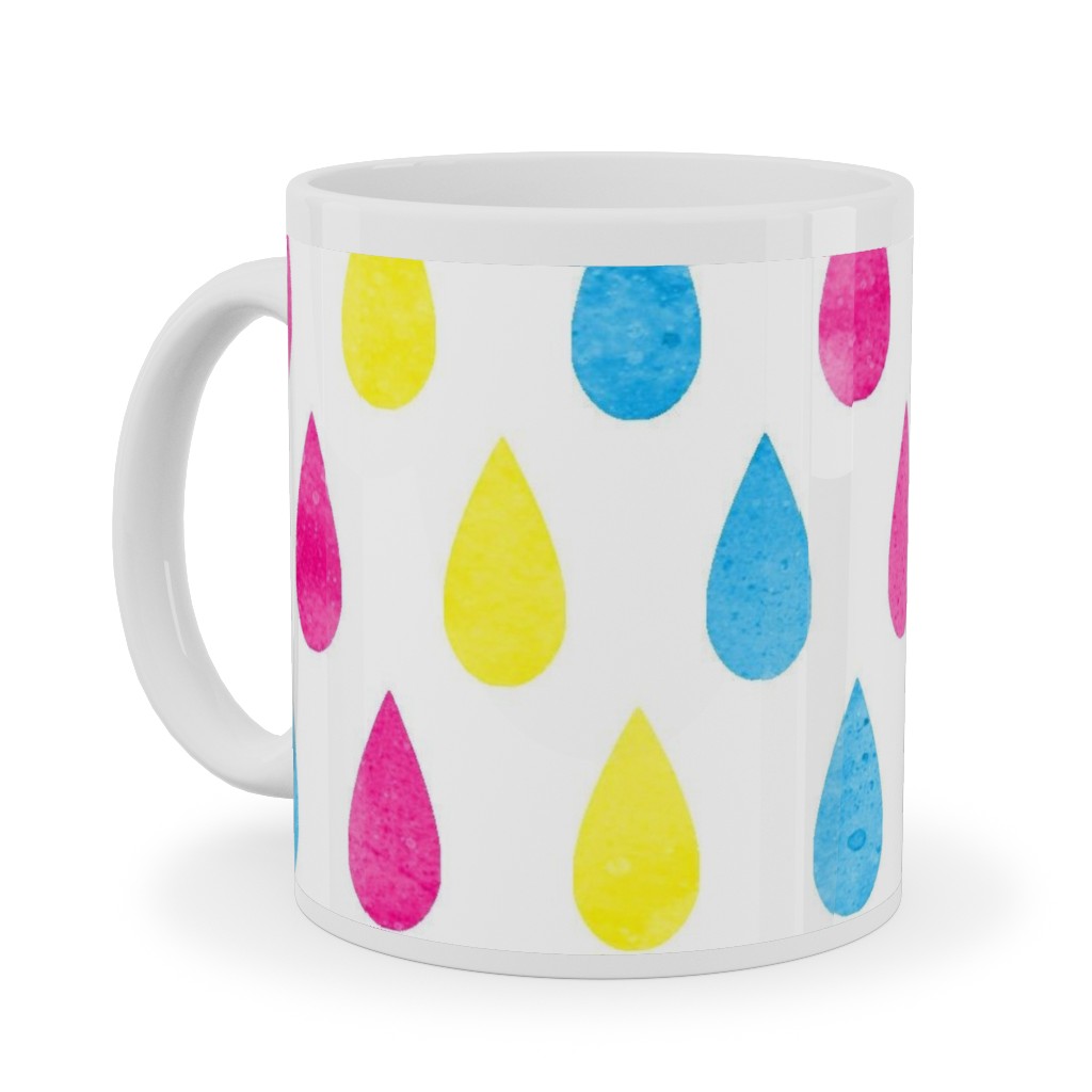 Drops Ceramic Mug, White, , 11oz, Multicolor, Waterfall