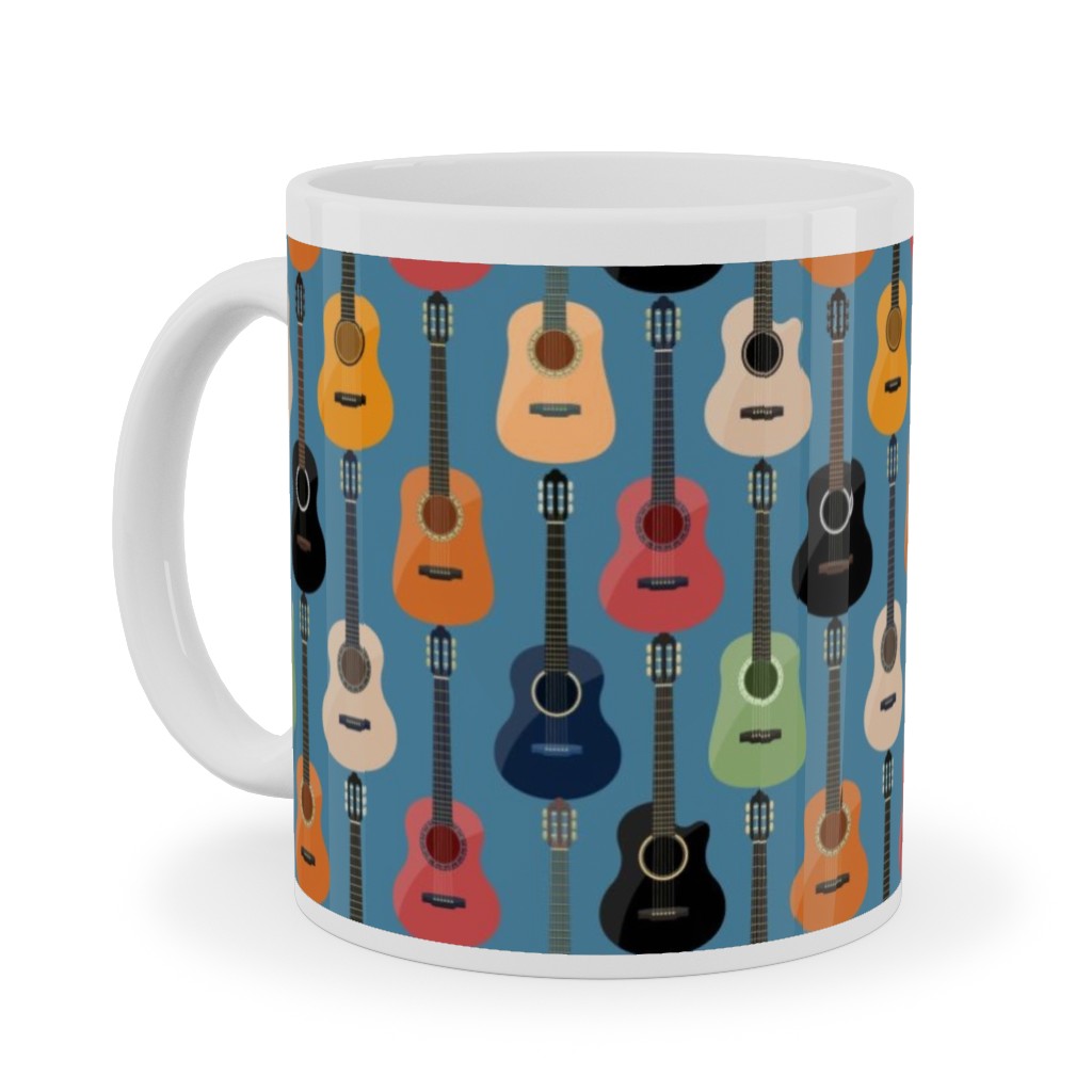 Guitars - Blue Ceramic Mug, White, , 11oz, Blue, True Blue